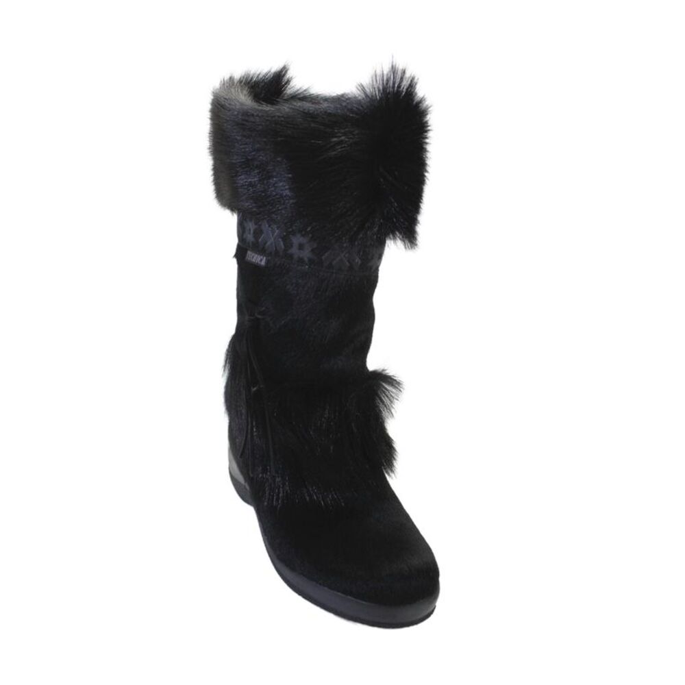 Technica Womens Fur Round Toe Pull On Mid-Calf Boots Black Size 10